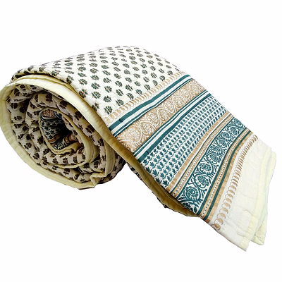 jaipuri king size cotton quilt double bed floral printed fully reversible online