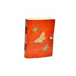 orange butterfly leather travel journal