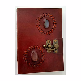 leather notebook with 2 stones & lock