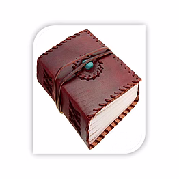 leather travel journal with stone