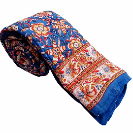 blue hand quilting loose cotton jaipuri double bed razai online of king size