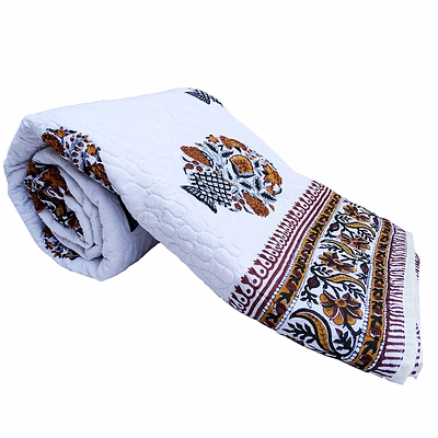 double bed winter white cotton quilt king size printed warm reversible online