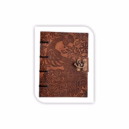 peacock printed travel journal with lock