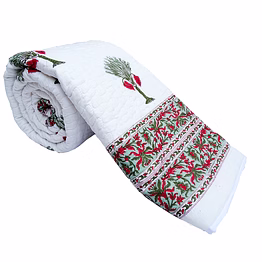 white cotton double bed winter quilts king size tree printed reversible online