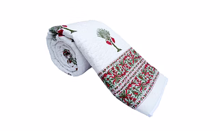 White Cotton Double Bed Winter Quilts King Size Tree Printed Reversible Online