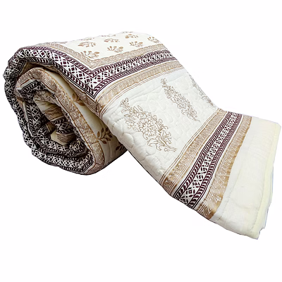 off white double bed cotton quilt (razai) fully reversible warm king size online