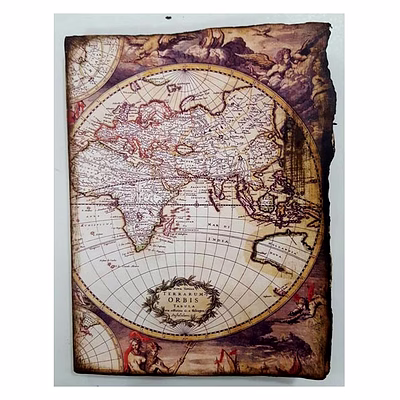 burned & printed globe notebook