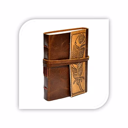 brown leather travel journal with thread