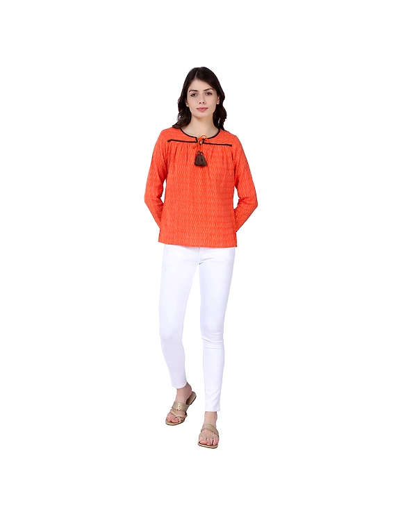 IKAT ORANGE EMPIRE GATHER TOP : LB110B-LB110B-S