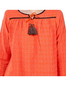 IKAT ORANGE EMPIRE GATHER TOP : LB110B-M-2-sm