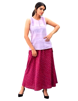 SUMMER TRELLIS SHORT TOP IN LAVENDER MANGALAGIRI : LB120B-S-1-sm