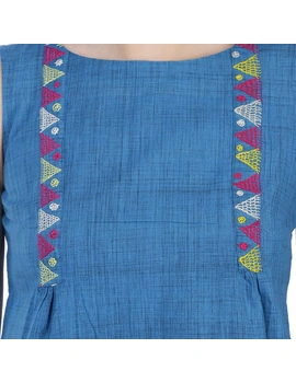 BLUE MANGALAGIRI TOP WITH MULTICOLOURED EMBROIDERY : LB130B-S-2-sm