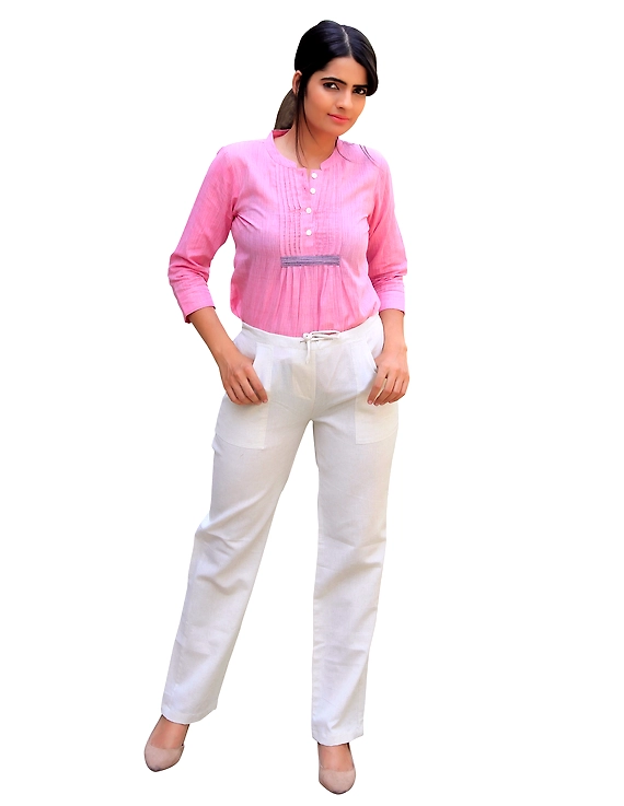 BABY PINK SHORT TOP IN MANGALAGIRI COTTON : LB140A-LB140A-XL