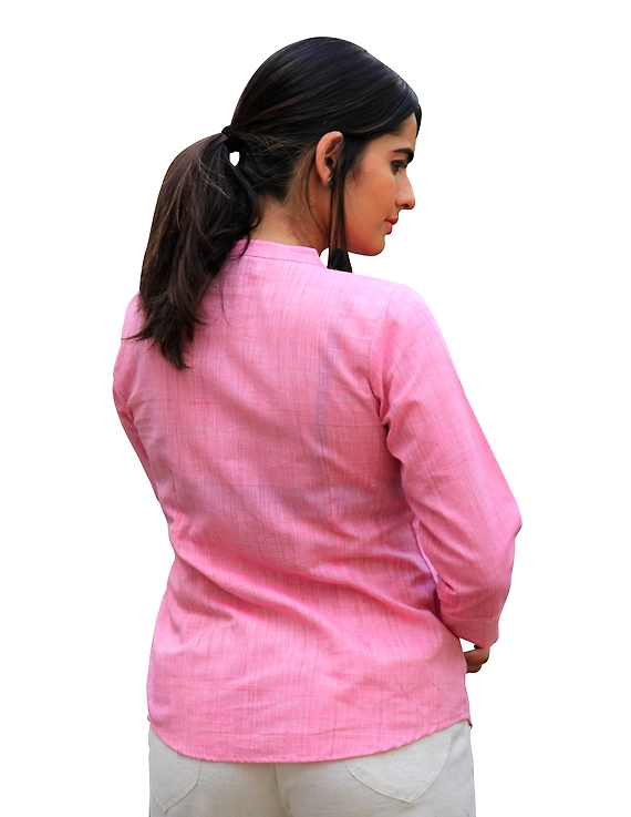 BABY PINK SHORT TOP IN MANGALAGIRI COTTON : LB140A-XXL-2