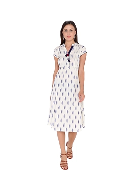WHITE &amp; BLUE A LINE IKAT DRESS : LD340A-LD340A-XXL-sm