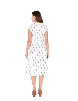 WHITE &amp; BLUE A LINE IKAT DRESS : LD340A-XXL-1-sm