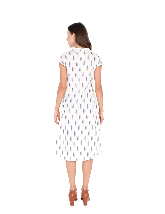 WHITE &amp; BLUE A LINE IKAT DRESS : LD340A-XXL-1