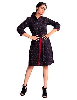 BLACK IKAT SHIRT DRESS : LD410A-XS-1-sm