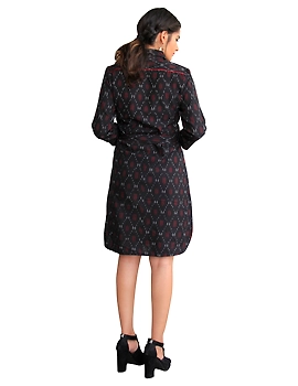 BLACK IKAT SHIRT DRESS : LD410A-XS-2-sm