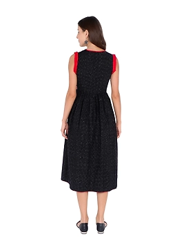ANGARKHA DRESS IN BLACK IKAT COTTON FABRIC : LD420B-XS-2-sm