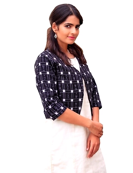 CLASSIC SHORT DRESS IN OFF WHITE KHADI COTTON : LD460B-L-1-sm