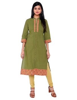 PISTA GREEN MANGALAGIRI KURTA WITH KALAMKARI DETAILS : LK120C-LK120C-S-sm