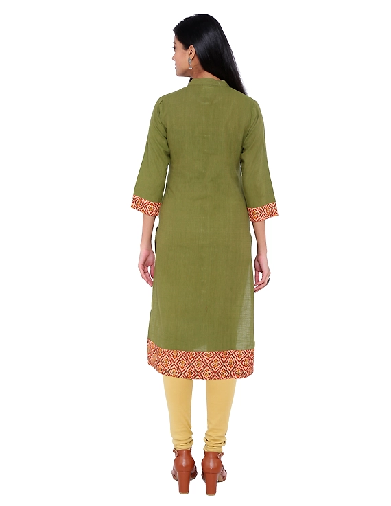 PISTA GREEN MANGALAGIRI KURTA WITH KALAMKARI DETAILS : LK120C-XL-1