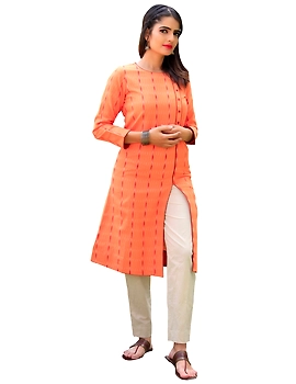 ORANGE IKAT KURTA : LK250B-LK250B-S-sm