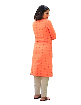 ORANGE IKAT KURTA : LK250B-M-2-sm