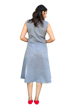 GREY MANGALAGIRI PRINCESS SLIT DRESS : LK310B-XXL-2-sm