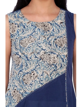 INDIGO BLUE A LINE KURTA WITH FRONT SLIT: LK315B-XXL-1-sm