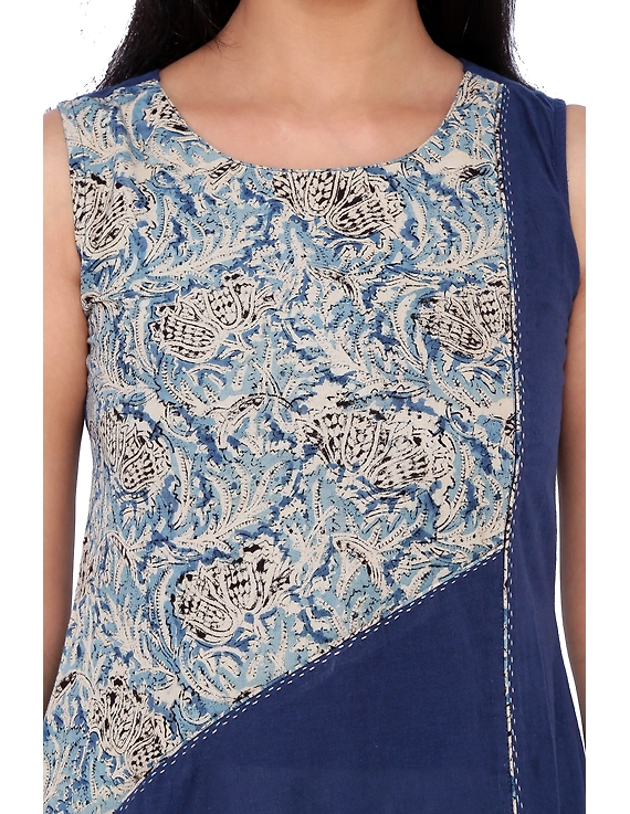 INDIGO BLUE A LINE KURTA WITH FRONT SLIT: LK315B-XXL-1