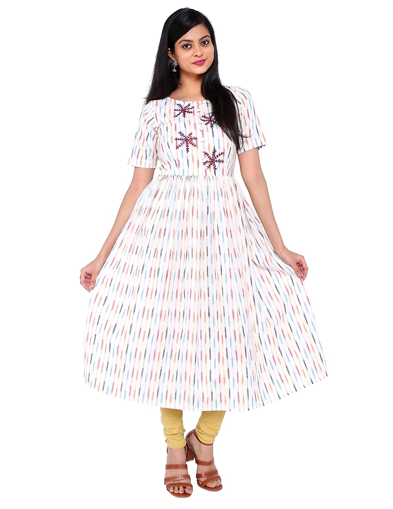 MULTICOLOR MIDI KURTA IN IKAT COTTON : LK320B-LK320B-M