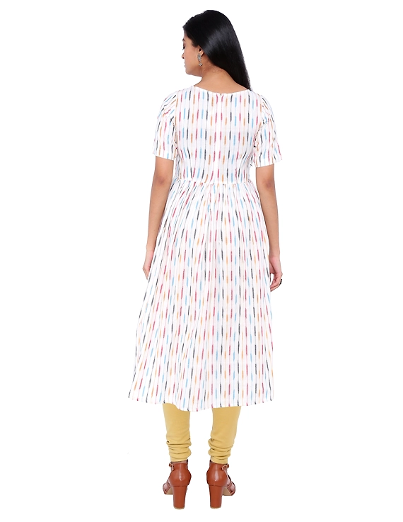 MULTICOLOR MIDI KURTA IN IKAT COTTON : LK320B-M-2