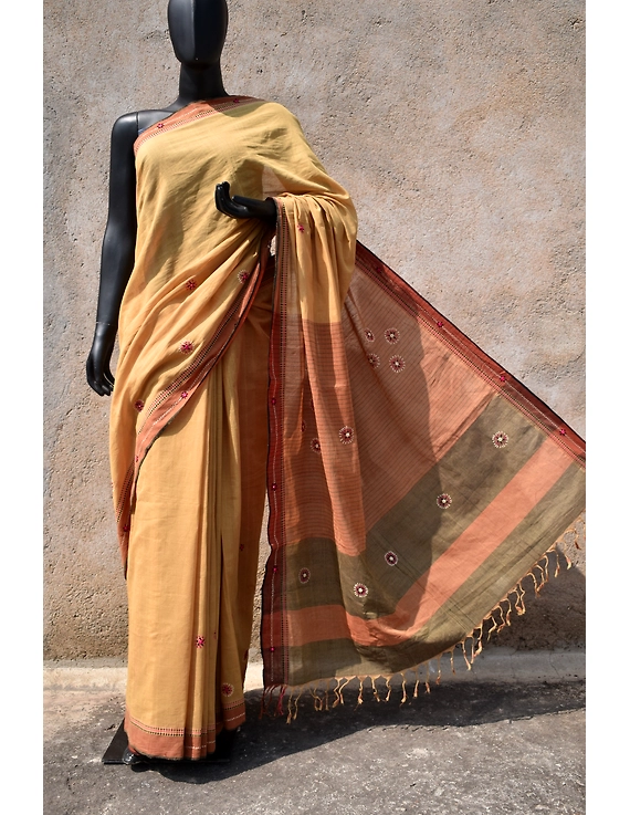 Handloom saree with hand embroidery : SM13-SM13