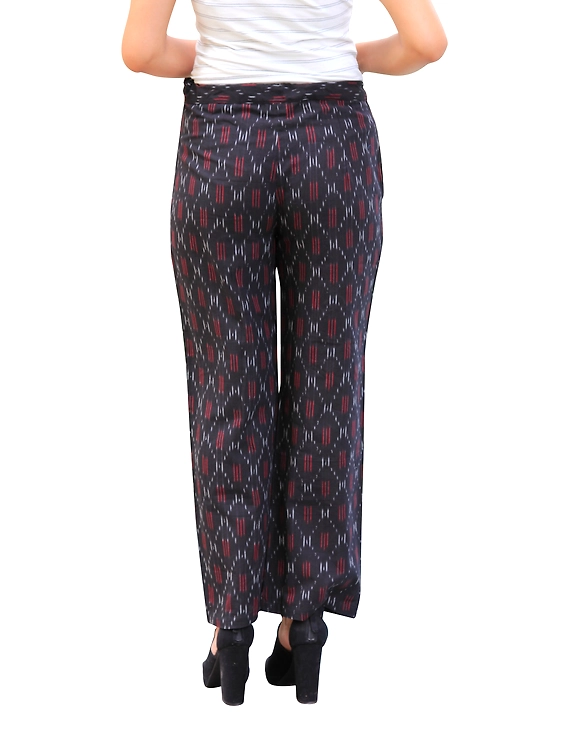 BLACK IKAT STRAIGHT PALAZZO : SPZ01C-S-2