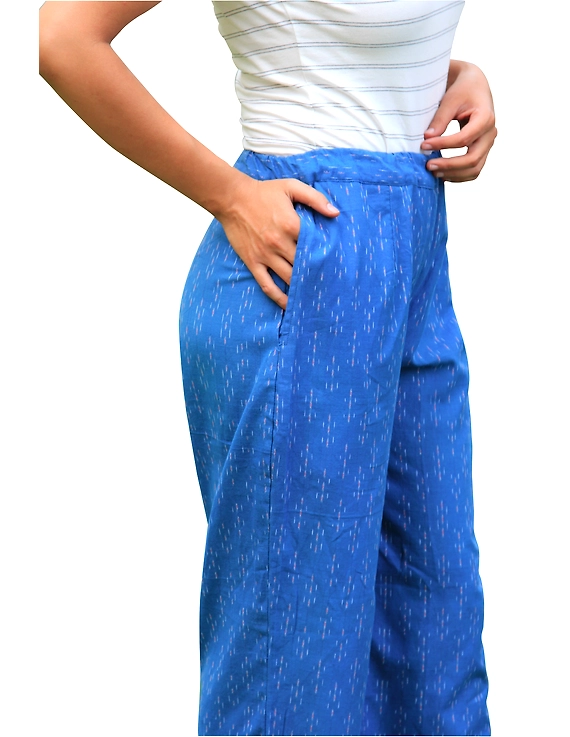 BLUE IKAT STRAIGHT PALAZZO : SPZ01A-L-1