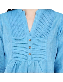 Full sleeve light blue mangalagiri cotton tunic LT101D-xs-1-sm