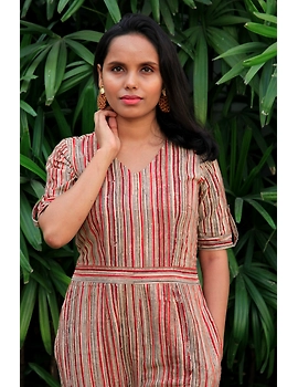 Kalamkari cotton multicolour striped jumpsuit : JS01D-XS-2-sm