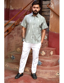 Light Grey Ikat Casual Shirt : GT420D-GT420D-S-sm