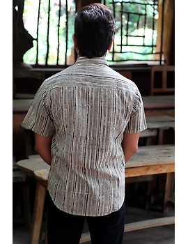 Beige Casual Shirt With Kalamkari Stripes : GT420F-XL-Beige-1-sm