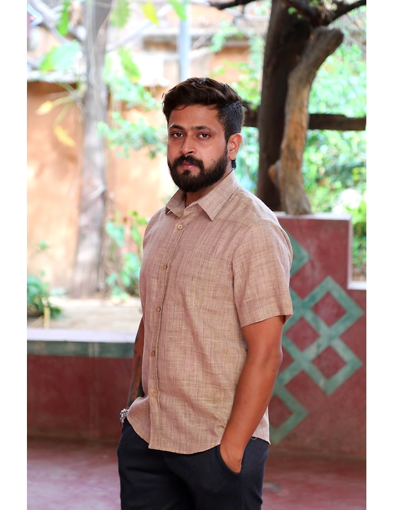 Casual Handloom Cotton Shirt : GT430A-S-Beige Pink-1