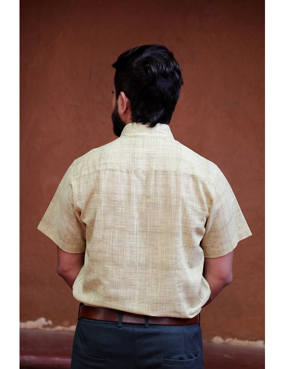 Casual Handloom Cotton Shirt : GT430B-XXL-Mustard Yellow-1