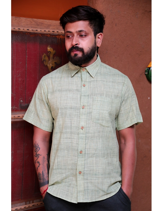 Casual Handloom Cotton Shirt : GT430C-XL-Mint green-2