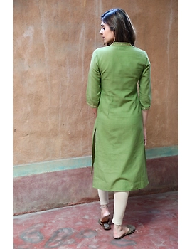Pista Green Overlapped V Collar Kurta: Lk360C-L-2-sm