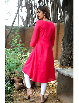 Peach A Line Kurta With Banjara Embroidery: Lk370A-L-1-sm