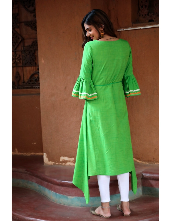 Green Handloom Kurta With Hand Emboidery: Lk380B-XXl-1