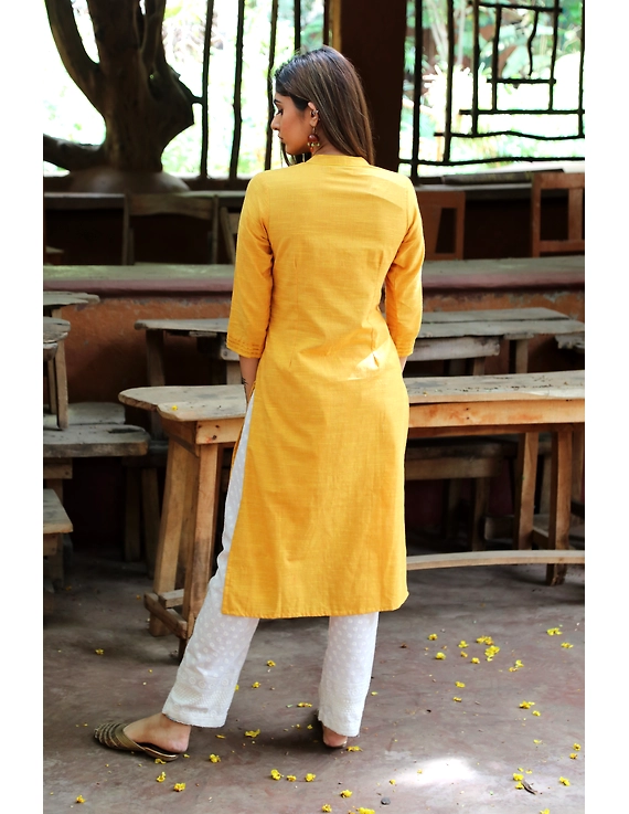 Yellow Straight Kurta With Pintucks: Lk410C-S-2