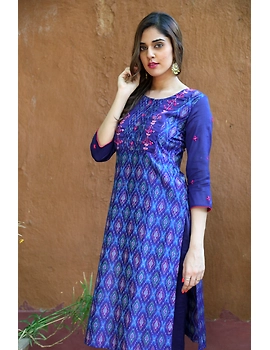 Deep Blue Silk Kurta With Matching Pants: Fv140A-S-1-sm