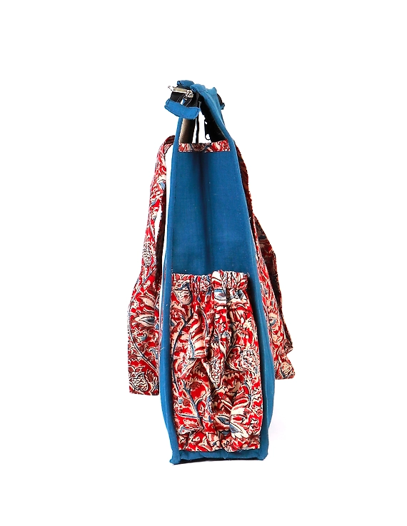 Blue Quilted vertical laptop bag : LBV01-2